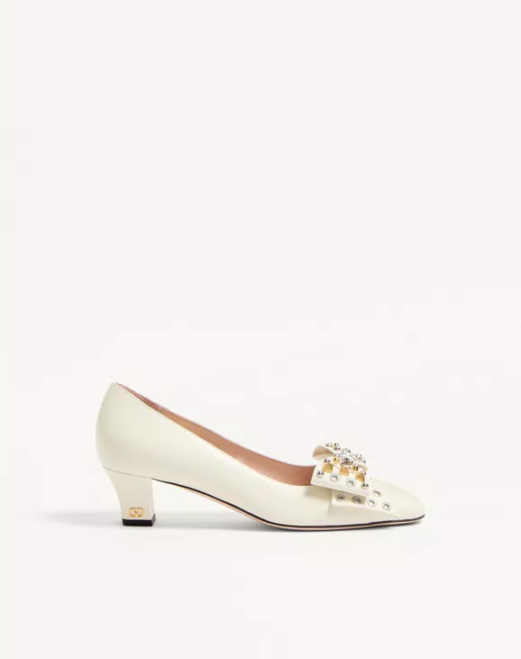 Valentino Bowow Pump In Kidskin With Studs 45Mm - Image 1